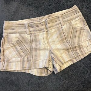Tan/neutral tone, striped linen shorts, size 9 from Charlotte Russe